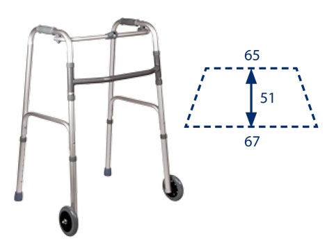 DEAMBULATORE FISSO PIEGHEVOLE CON DUE RUOTE GRANDI FISSE E DUE PUNTALI DE16