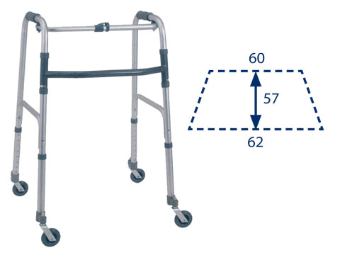 DEAMBULATORE FISSO PIEGHEVOLE CON QUATTRO RUOTE PIROETTANTI DE11